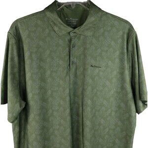 Ben Sherman Golf Polo Shirt Men's Size XL Green Tropical Print Sport Performance